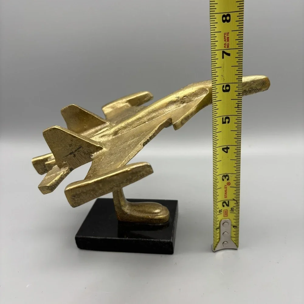 Brass Colored Metal Military Air ForceSU-30 MKI Fighter Jet On Black Marble base